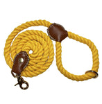 Yellow/Tan Leather & Cotton Rope Dog Lead By The Luna Co