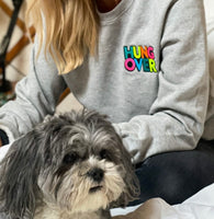 Neon Hung Over Grey Dog Sweatshirt Hoodie By The Distinguished Dog Company