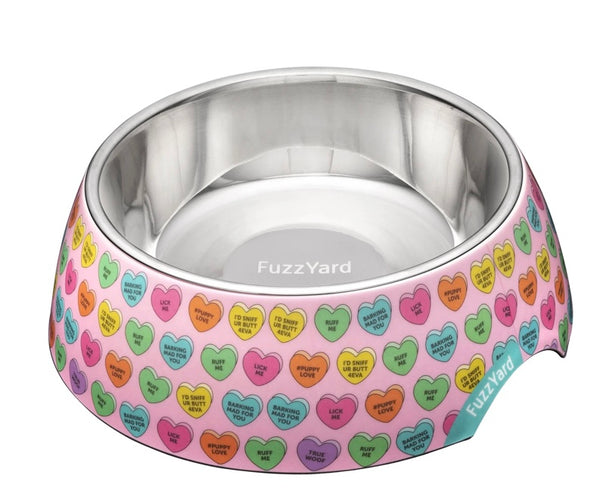 Candy Hearts Easy Feeder Pet Bowl By FuzzYard