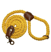 Yellow Leather Collar & Cotton Rope Dog Lead By The Luna Co