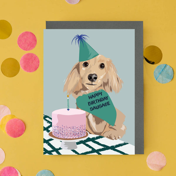 Happy Birthday Sausage Dog Greeting Card By Lorna Syson