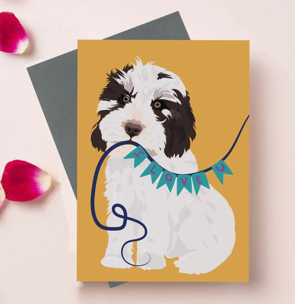 Love You Cockapoo Dog Greeting Card By Lorna Syson