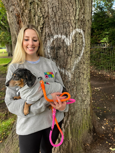 Neon Hung Over Grey Sweatshirt Jumper By The Distinguished Dog Company