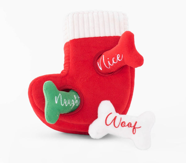 Holiday Burrow Naughty Or Nice Stocking Toy By Zippy Paws