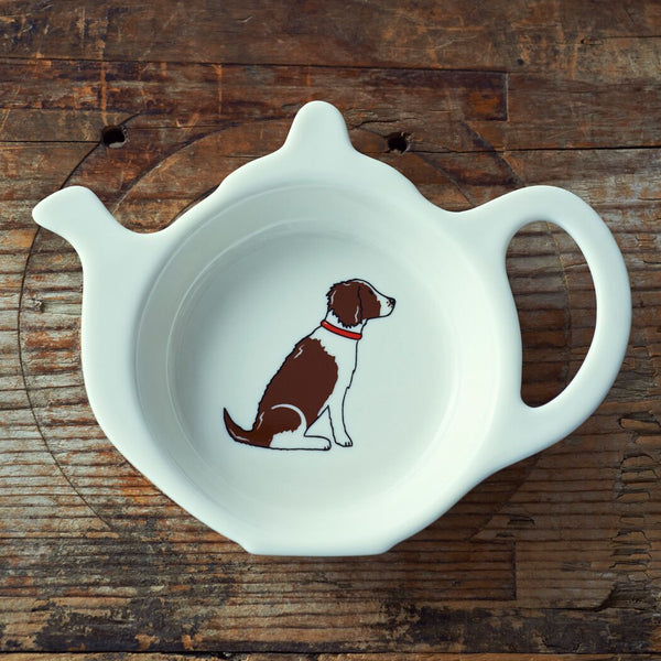 Liver & White Springer Spaniel Tea Bag Dish By Sweet William