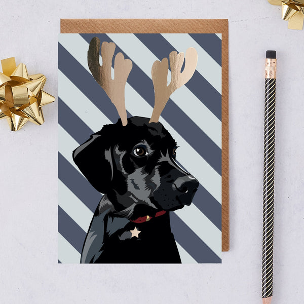 Christmas Labrador Dog Greeting Card By Lorna Syson