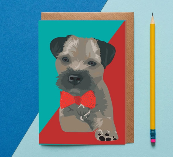 Border Terrier Dog Greeting Card By Lorna Syson