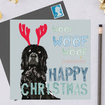 Christmas Spaniel Dog Greeting Card By Lorna Syson